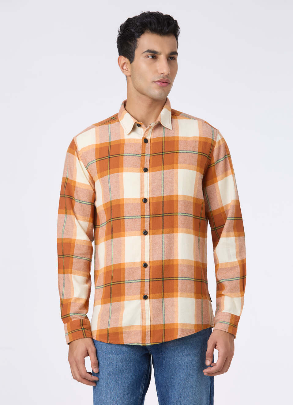 Men Brown Tarten Check Full Sleeve Shirt, , large image number 1