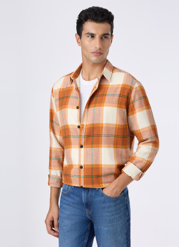 Men Brown Tarten Check Full Sleeve Shirt