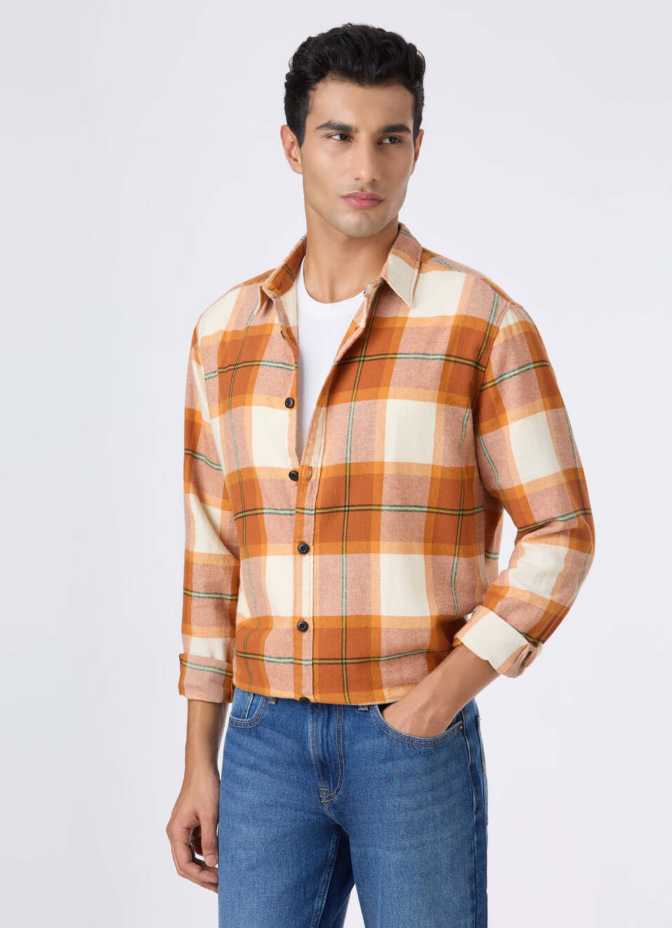 Men Brown Tarten Check Full Sleeve Shirt, , large image number 0