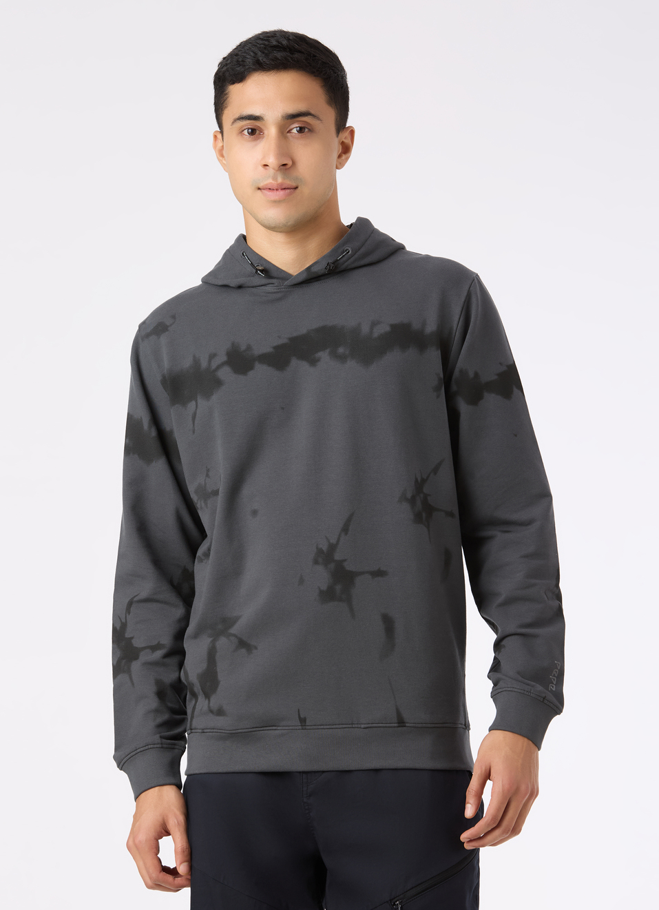 Men Grey Tie And Dye Hooded Regular Fit Sweatshirt, , large image number 1