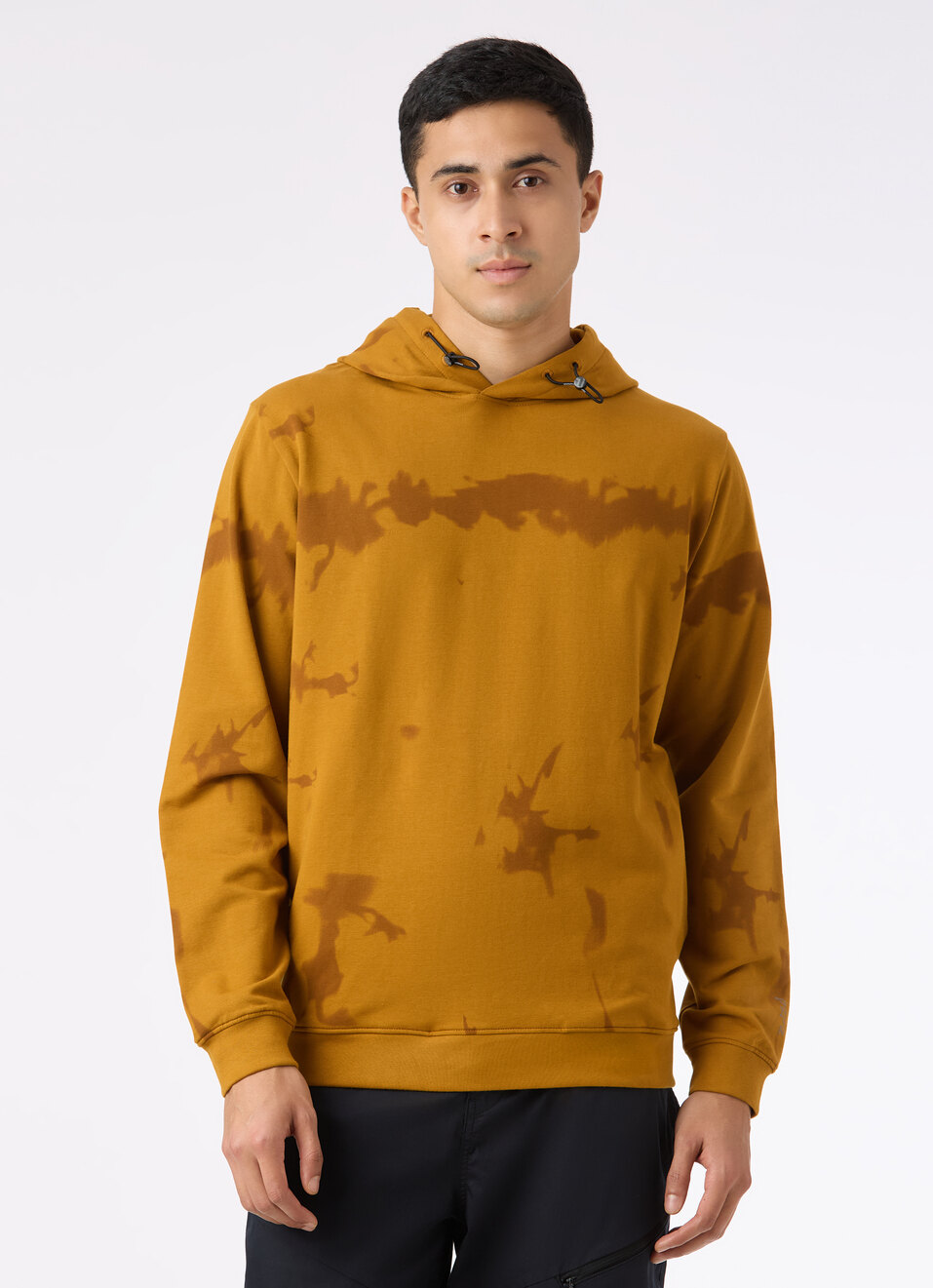Men Brown Tie And Dye Hooded Regular Fit Sweatshirt, , large image number 1
