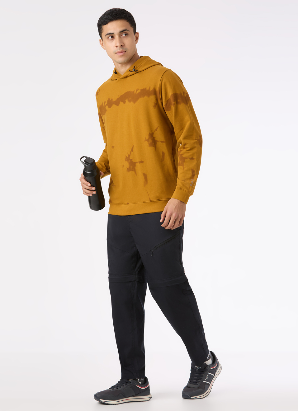 Men Brown Tie And Dye Hooded Regular Fit Sweatshirt, , large image number 5