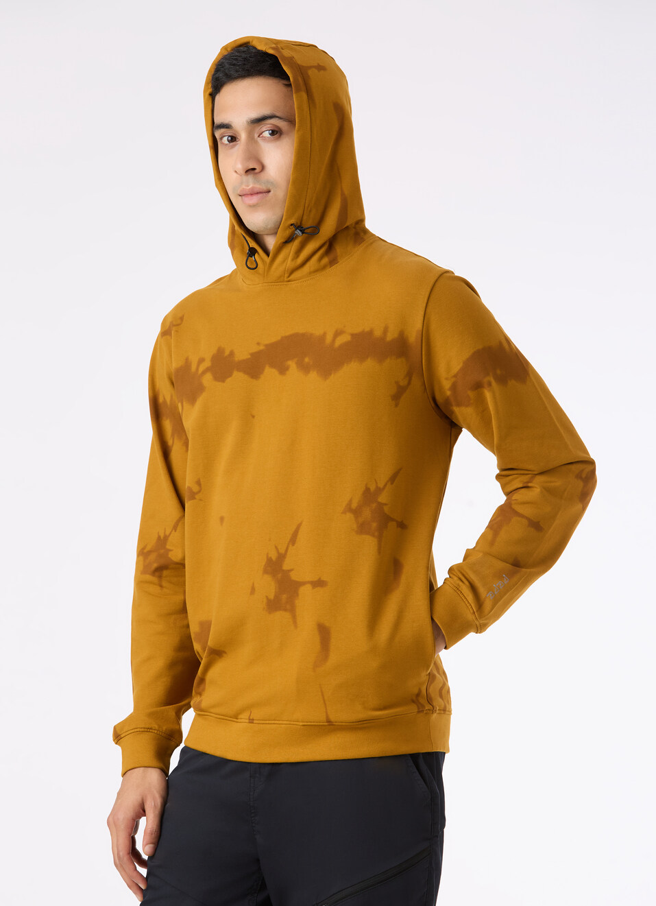 Men Brown Tie And Dye Hooded Regular Fit Sweatshirt, , large image number 6