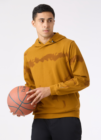 Men Brown Tie And Dye Hooded Regular Fit Sweatshirt