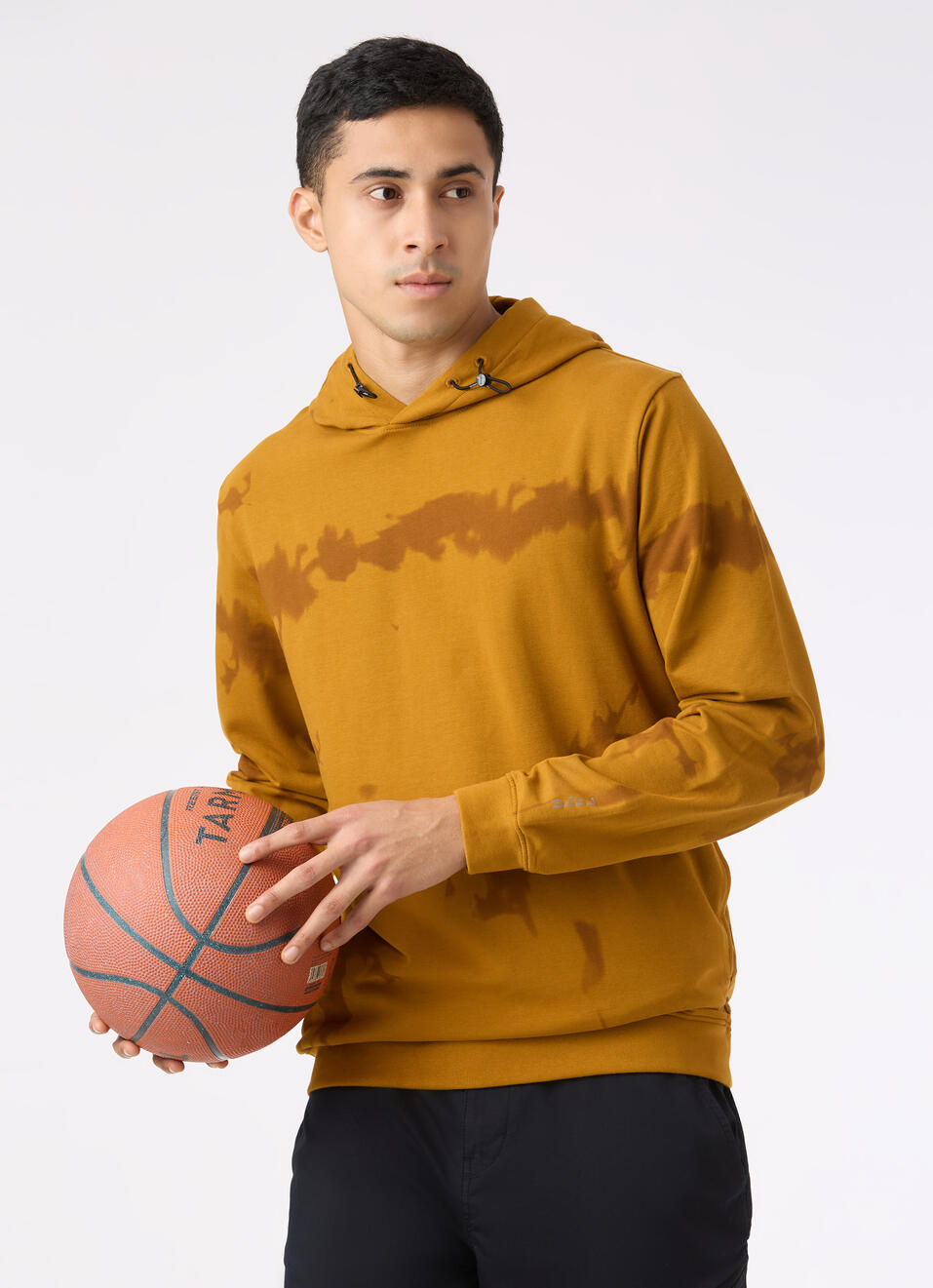 Men Brown Tie And Dye Hooded Regular Fit Sweatshirt, , large image number 0