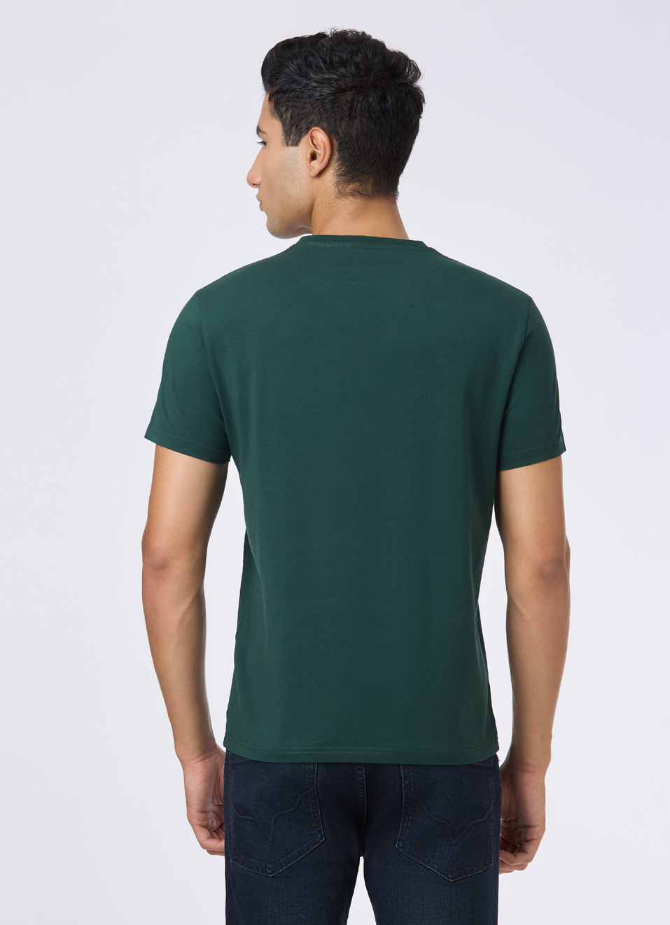 Men Green V Neck Short Sleeve T-shirt, , large image number 2