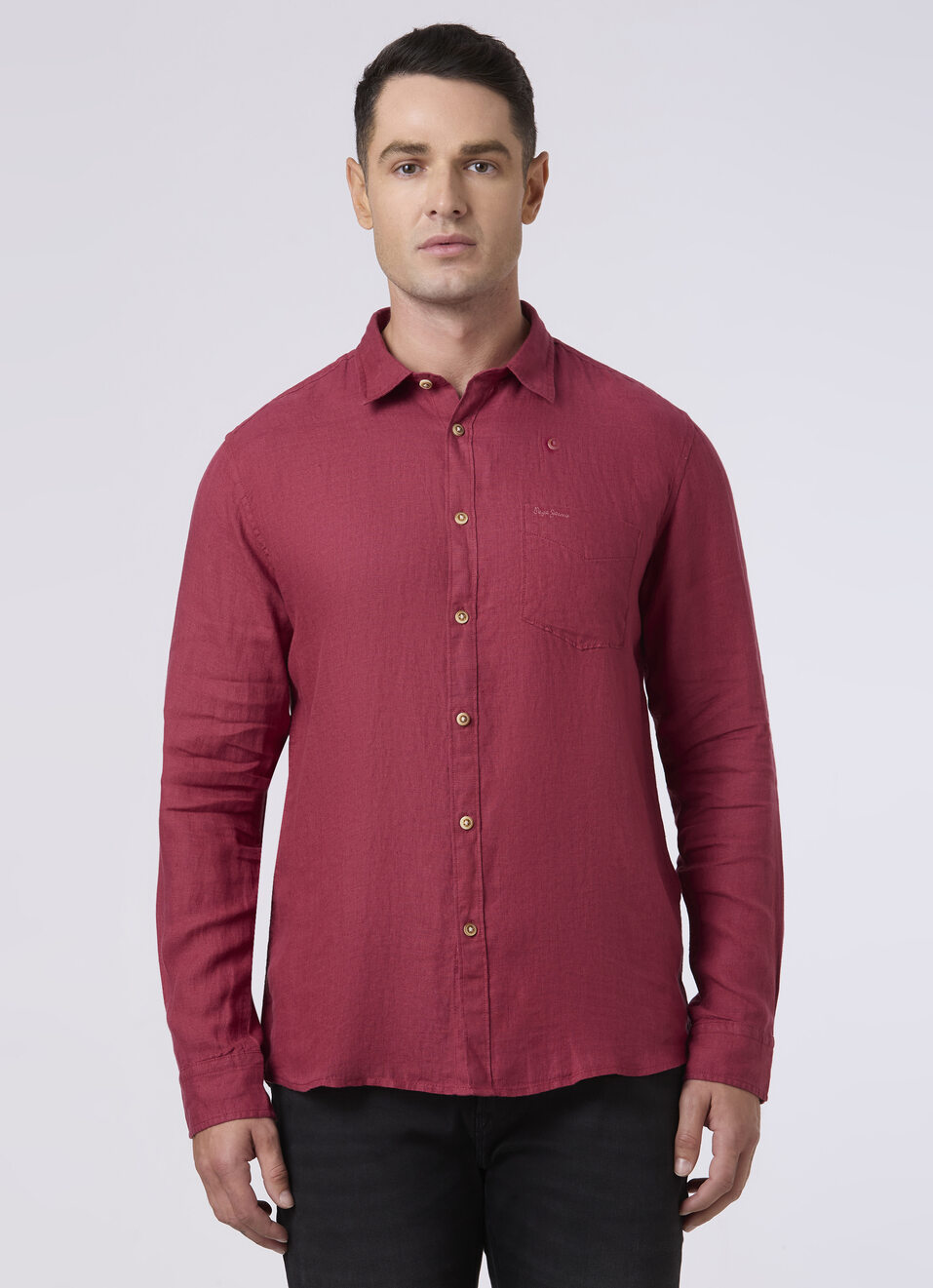 Men Rust Brown Pure Linen Full Sleeve Shirt, , large image number 1
