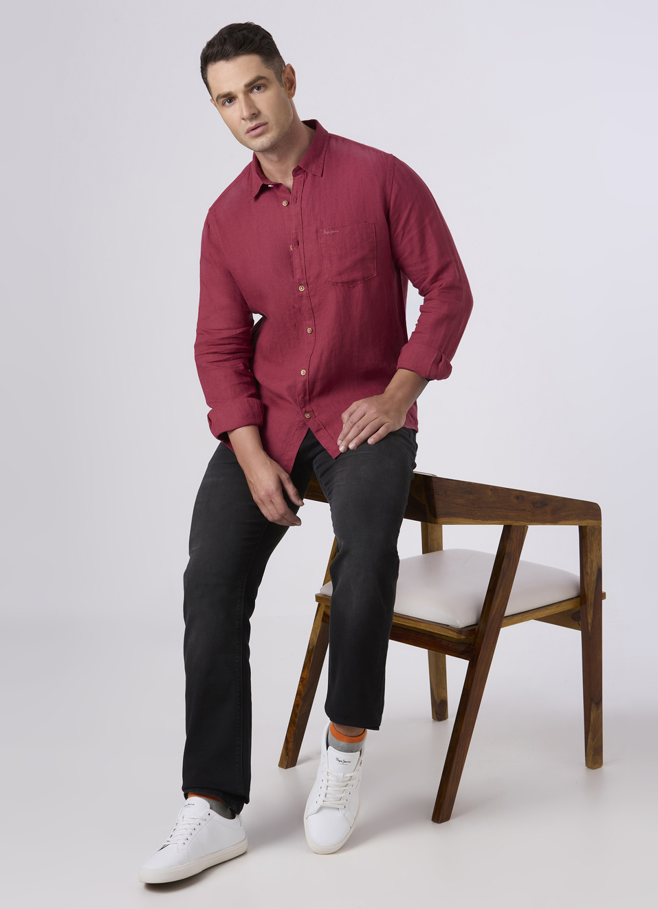 Men Rust Brown Pure Linen Full Sleeve Shirt, , large image number 5