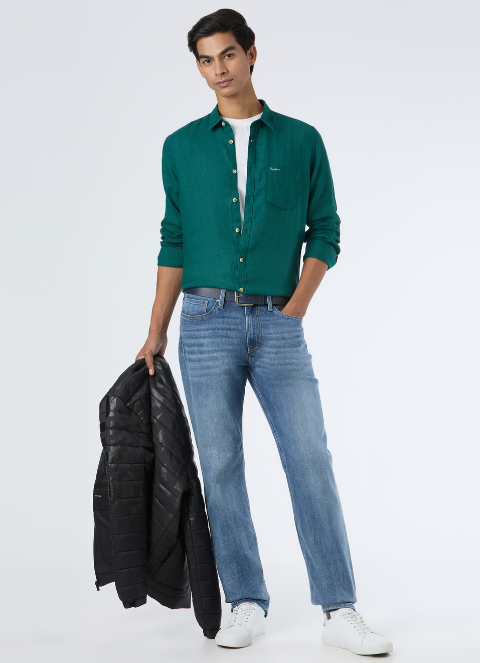 Men Green Pure Linen Full Sleeve Shirt, , large image number 5