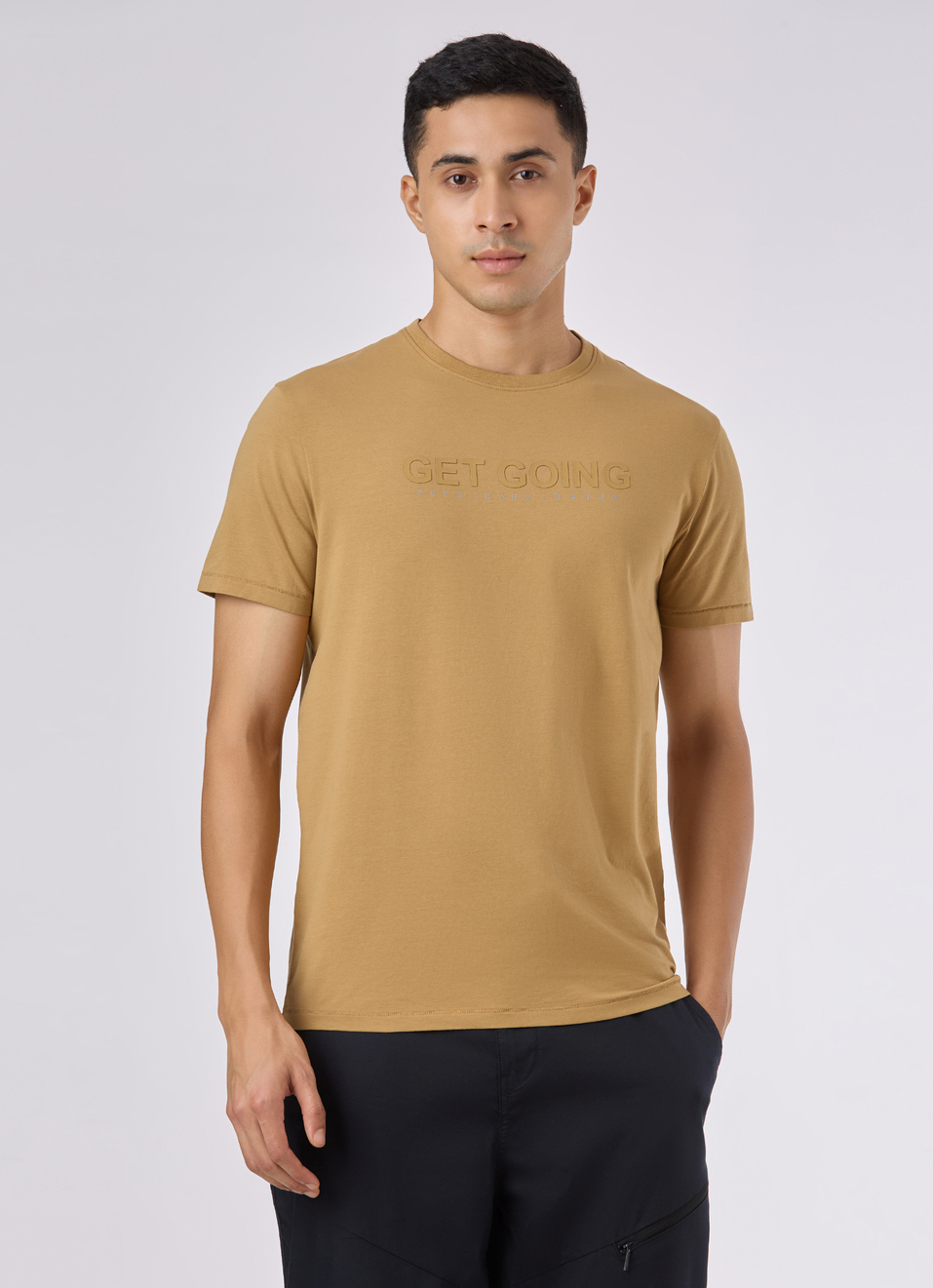 Men Yellow Short Sleeve Stretch T-shirt, , large image number 1