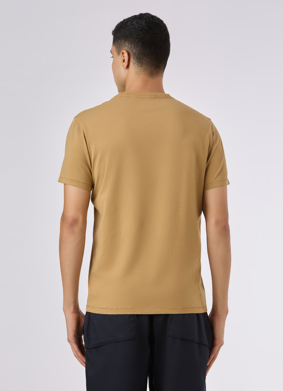 Men Yellow Short Sleeve Stretch T-shirt, , large image number 2