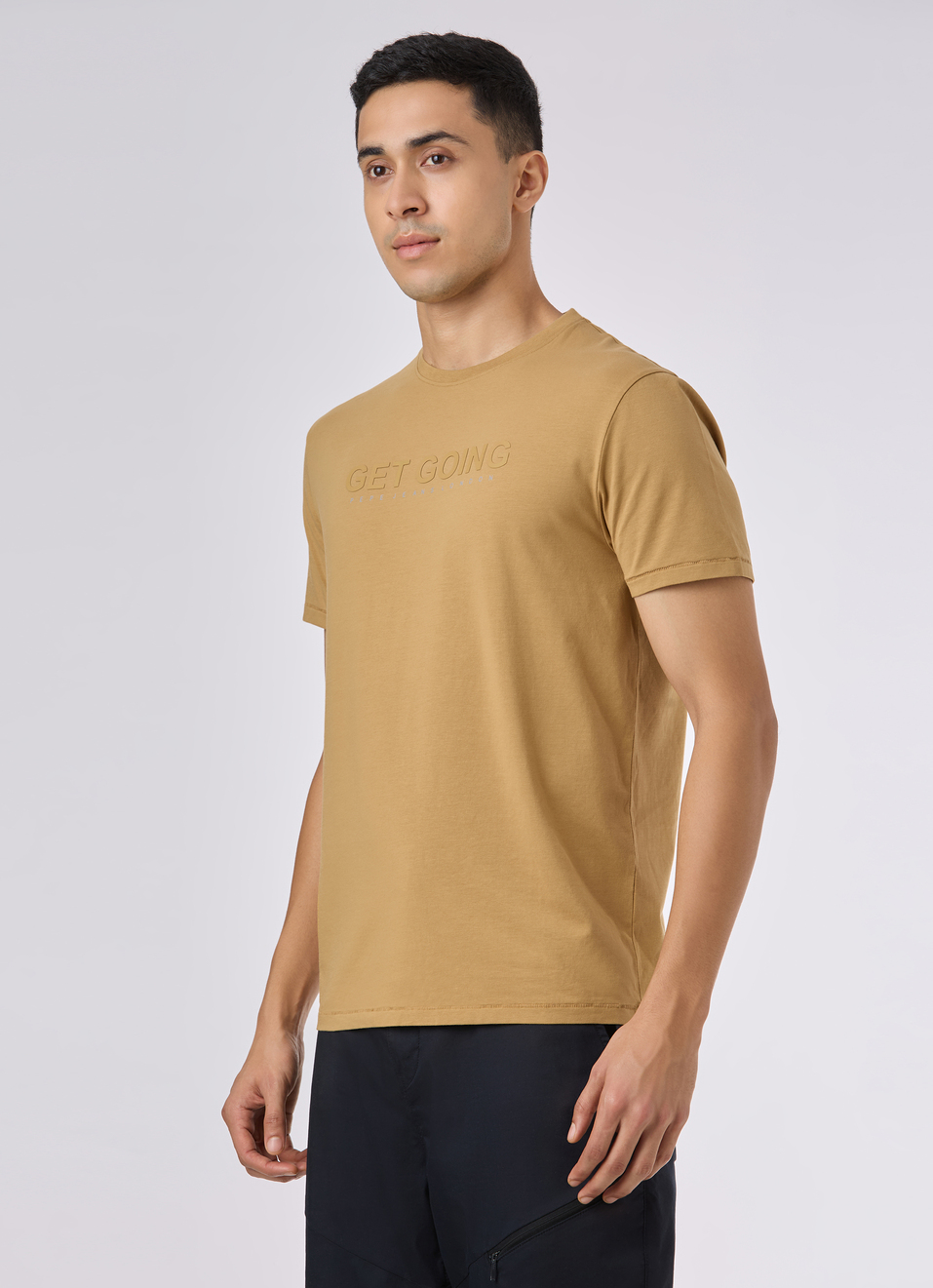 Men Yellow Short Sleeve Stretch T-shirt, , large image number 3