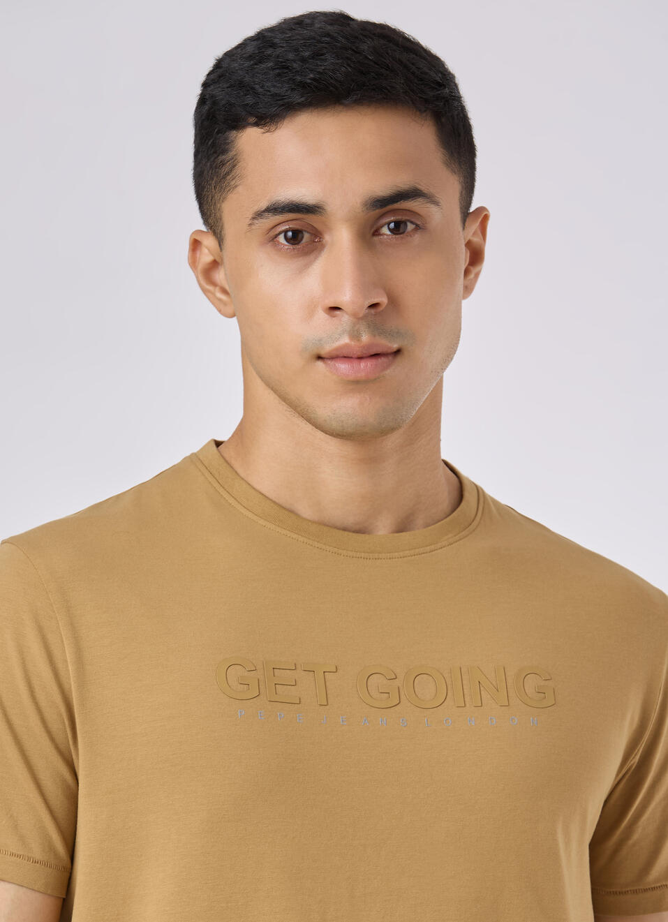 Men Yellow Short Sleeve Stretch T-shirt, , large image number 4
