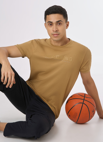 Men Yellow Short Sleeve Stretch T-shirt