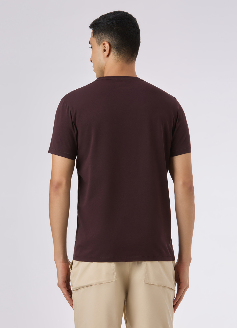 Men Brown Short Sleeve Stretch T-shirt, , large image number 2