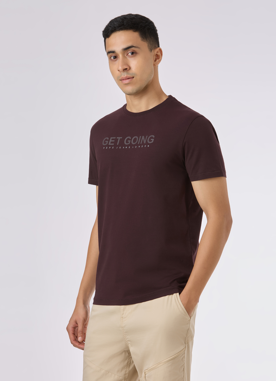 Men Brown Short Sleeve Stretch T-shirt, , large image number 3