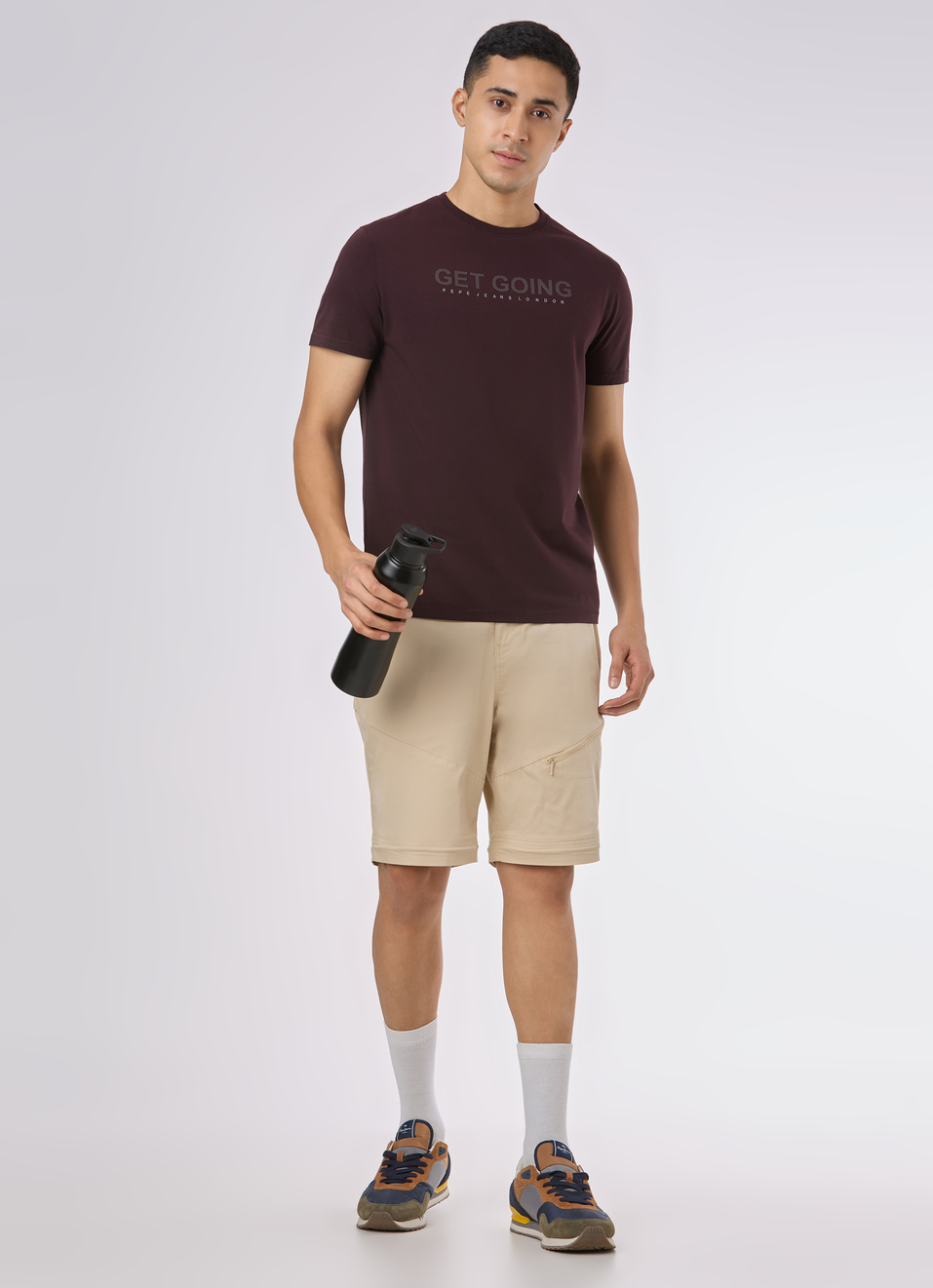 Men Brown Short Sleeve Stretch T-shirt, , large image number 5