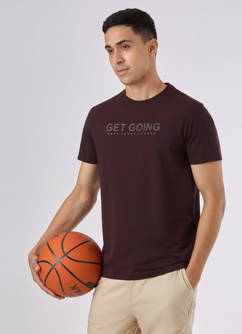 Men Brown Short Sleeve Stretch T-shirt