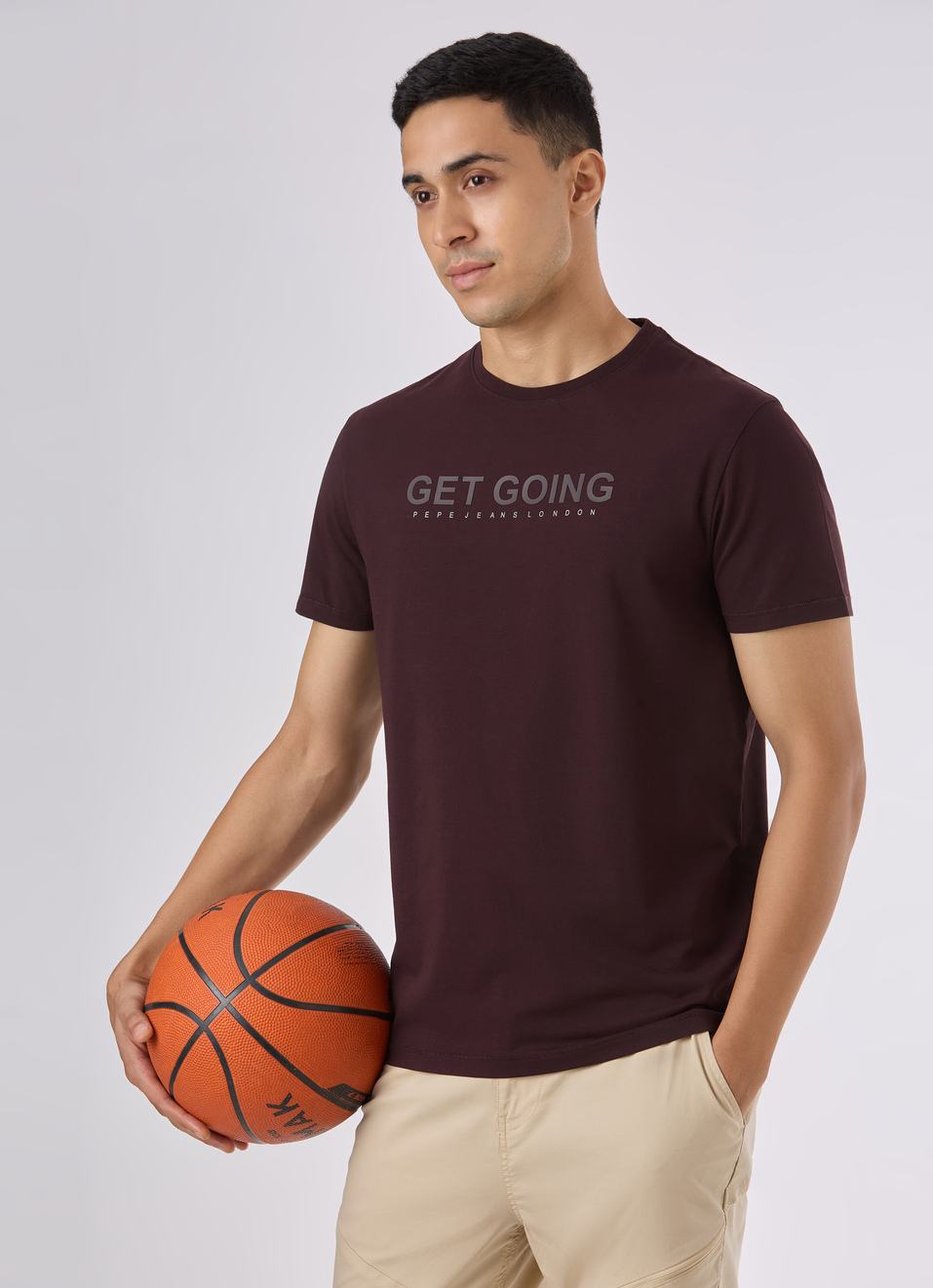 Men Brown Short Sleeve Stretch T-shirt, , large image number 0