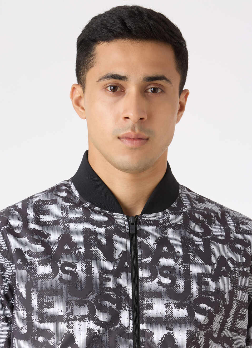 Men Black All Over Typographic Print Jacket, , large image number 4