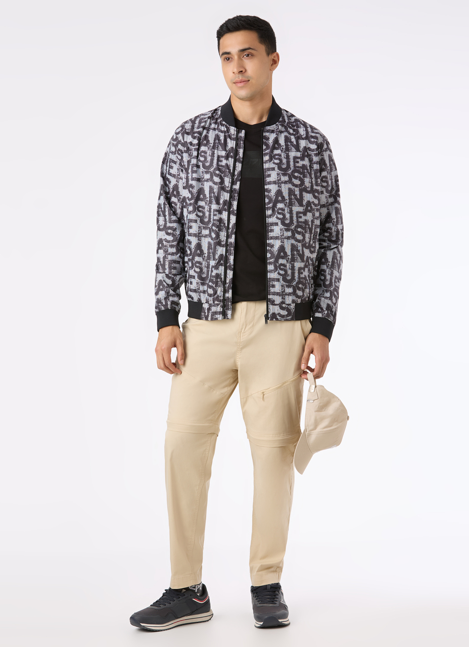 Men Black All Over Typographic Print Jacket, , large image number 5