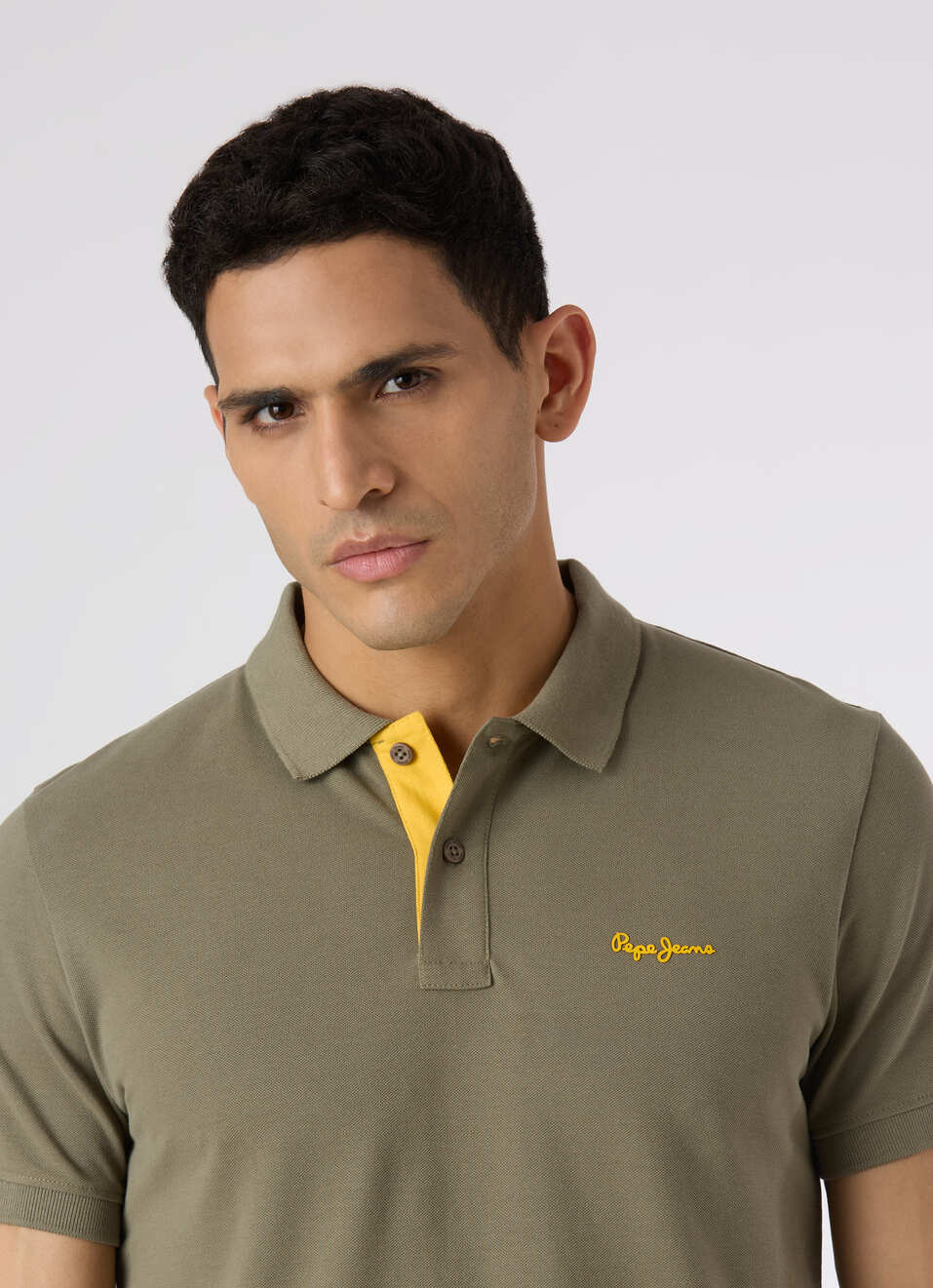 Men Olive Green Regular Fit Solid Polo, , large image number 4