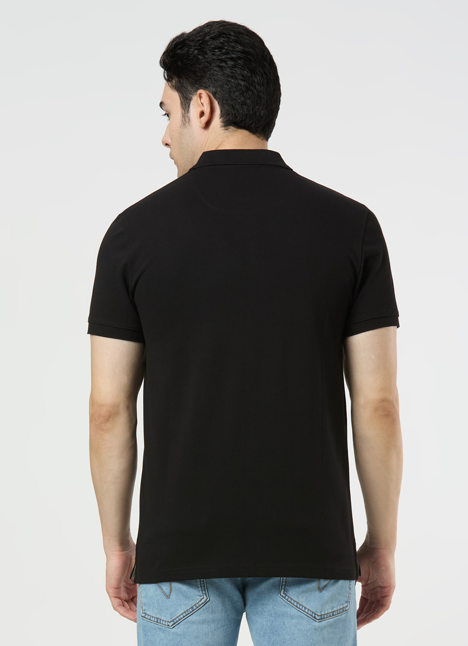 Men Black Regular Fit Solid Polo, , large image number 2