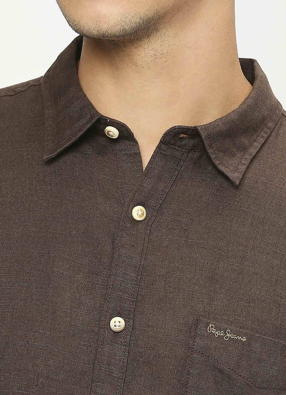 Men Brown Pure Linen Full Sleeve Shirt, , large image number 4