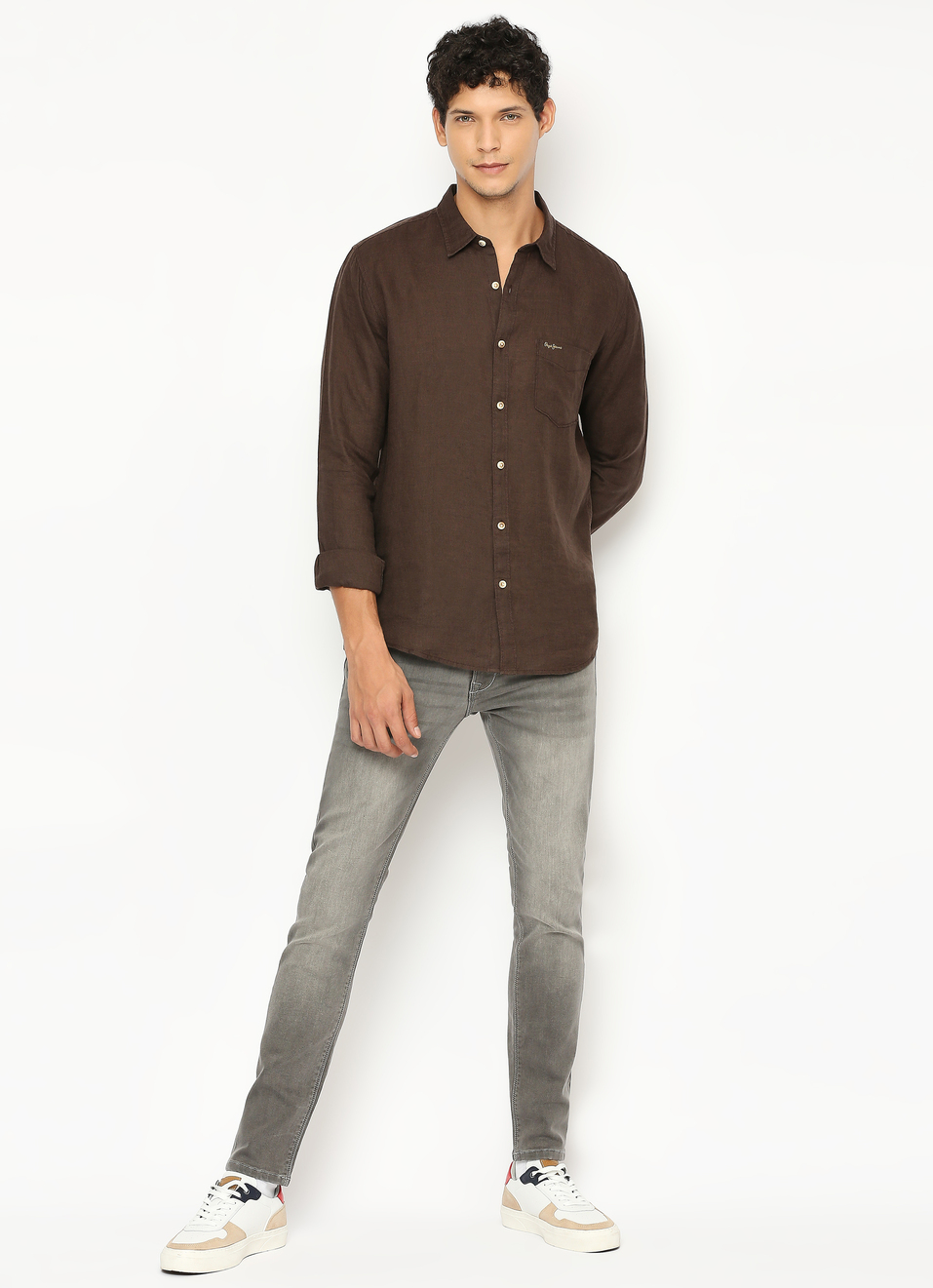 Men Brown Pure Linen Full Sleeve Shirt, , large image number 5
