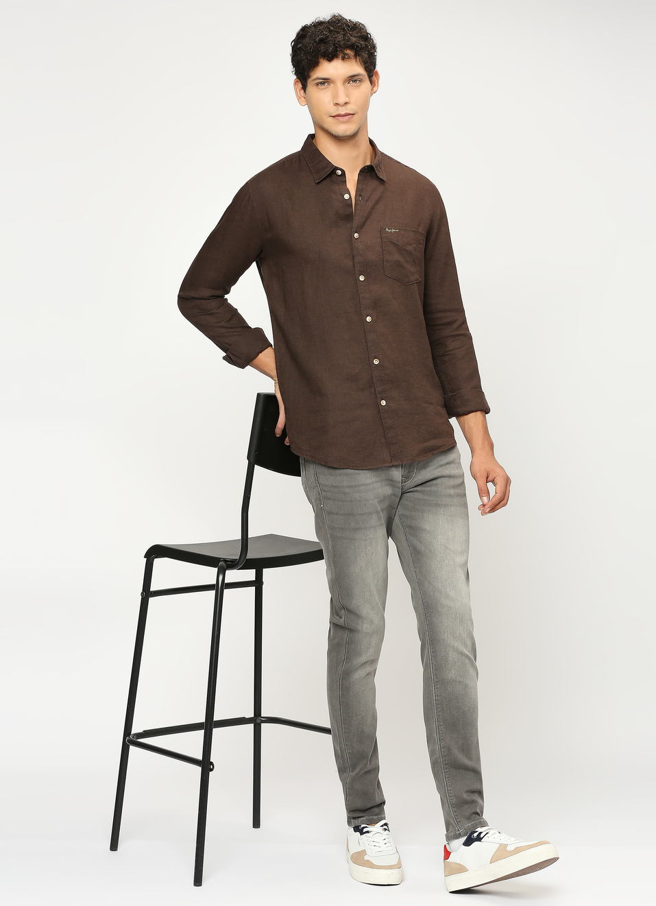 Men Brown Pure Linen Full Sleeve Shirt, , large image number 6