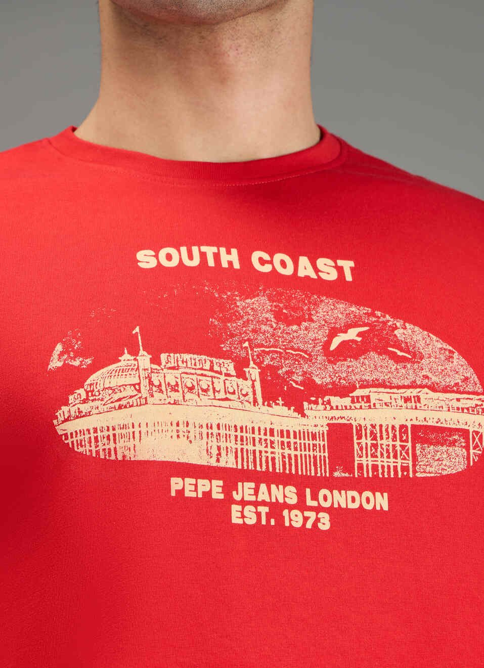 Men Red Placement Print Slim Fit T-shirt, , large image number 6