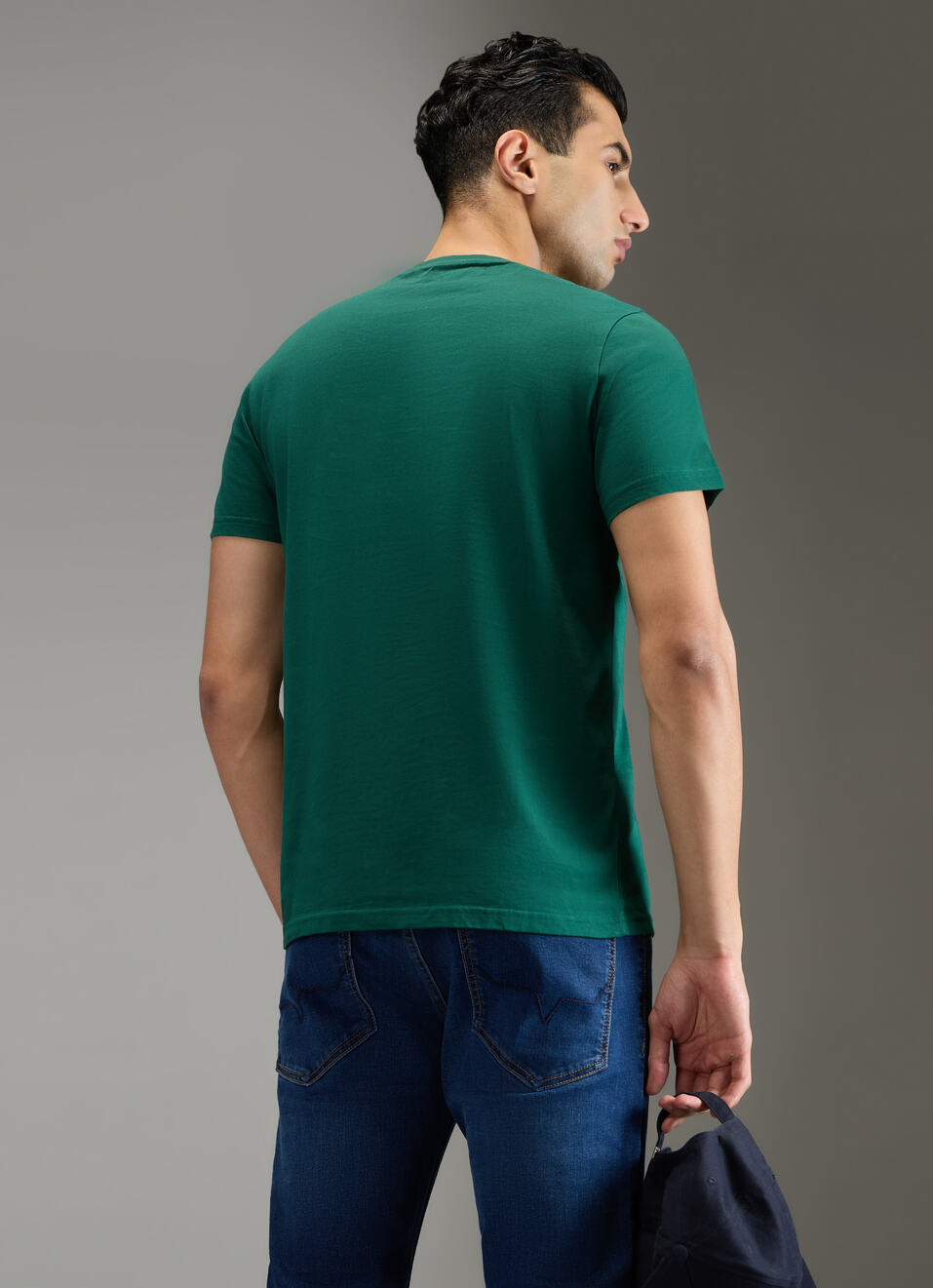 Men Green Placement Print Slim Fit T-shirt, , large image number 2