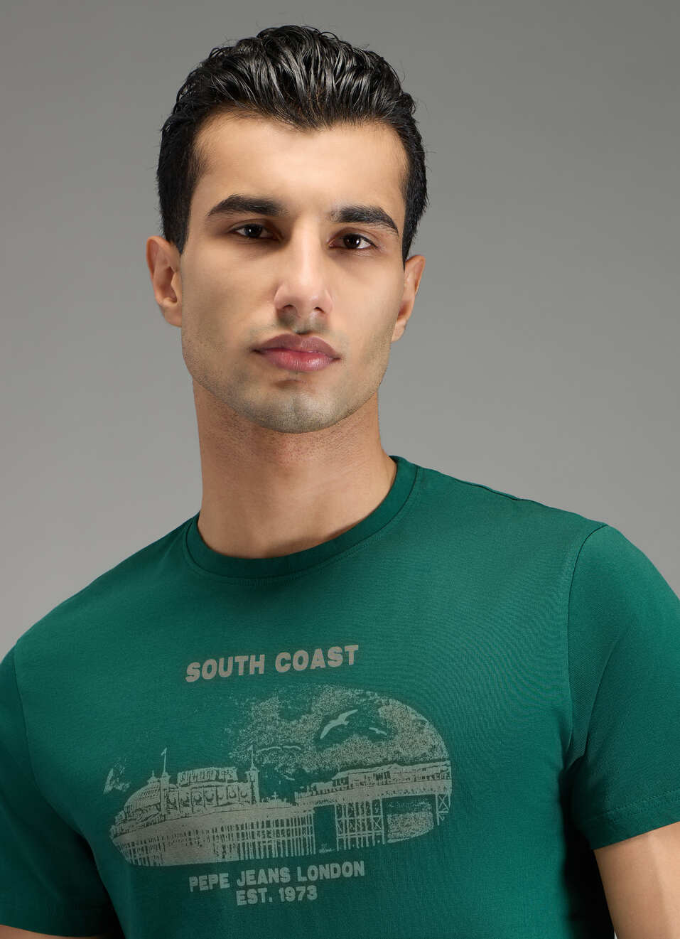 Men Green Placement Print Slim Fit T-shirt, , large image number 4