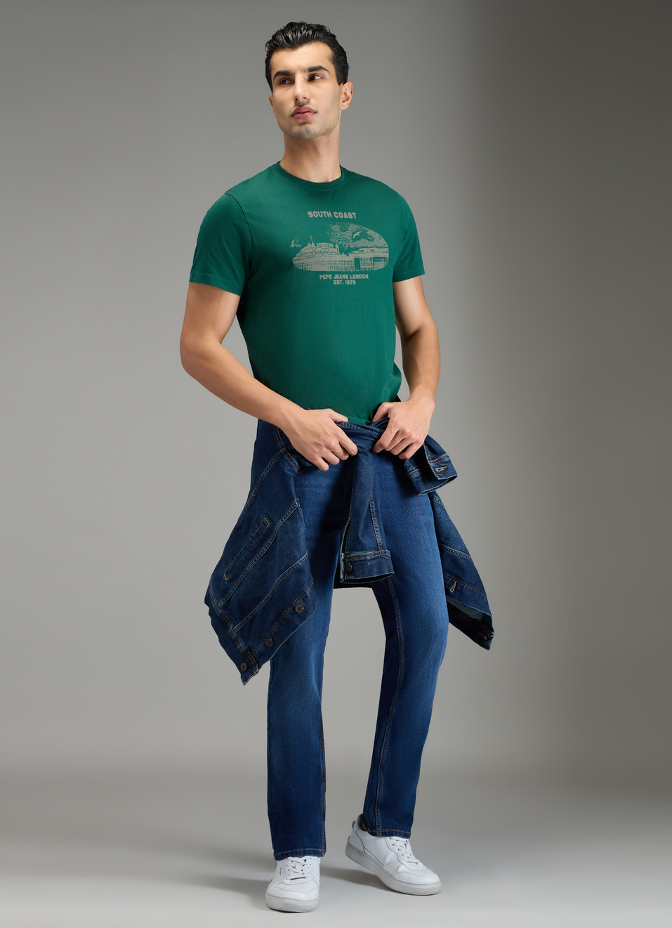 Men Green Placement Print Slim Fit T-shirt, , large image number 5