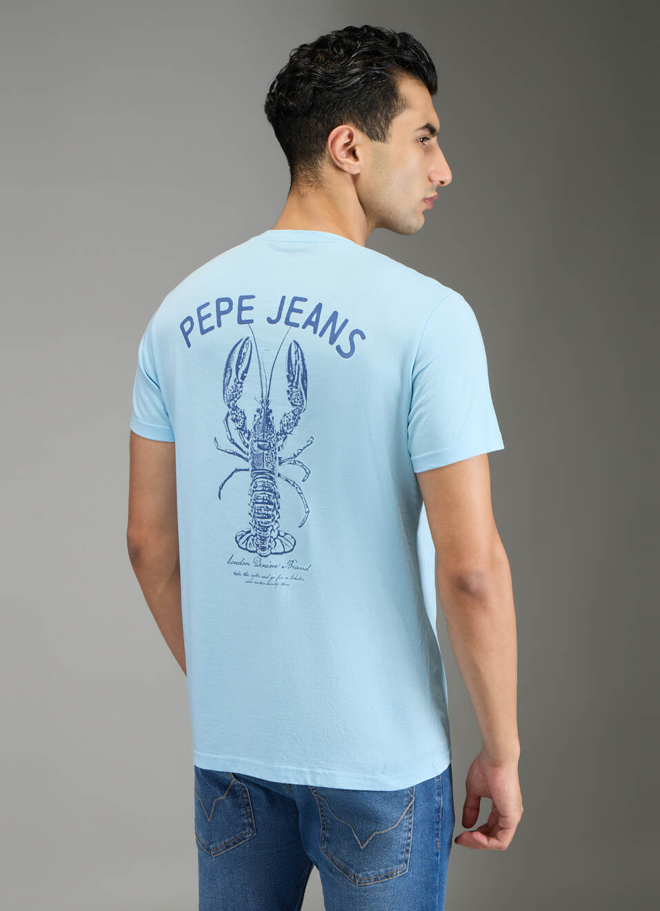Men Blue Back Print Slim Fit T-shirt, , large image number 2