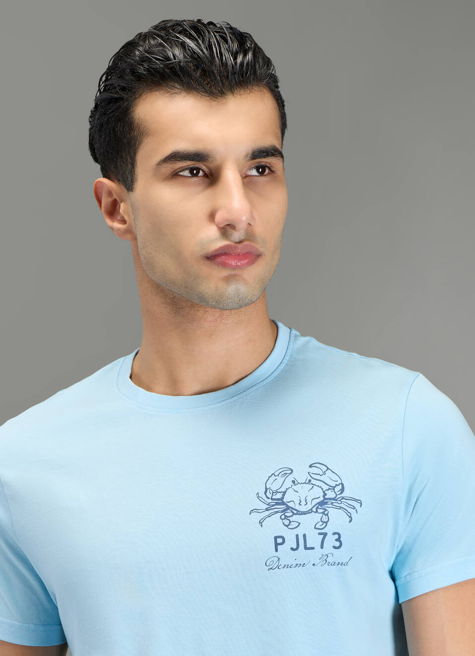 Men Blue Back Print Slim Fit T-shirt, , large image number 4