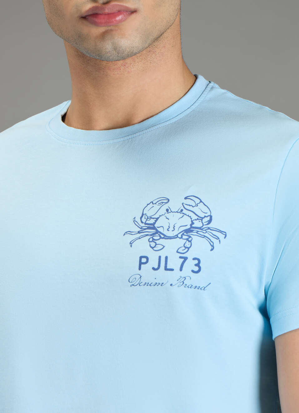 Men Blue Back Print Slim Fit T-shirt, , large image number 6