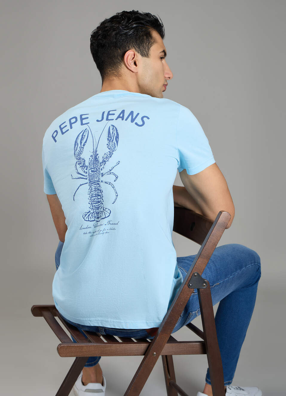 Men Blue Back Print Slim Fit T-shirt, , large image number 0