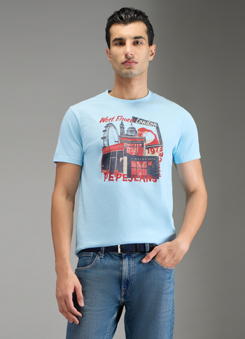 Men Blue Graphic Print Slim Fit T-shirt