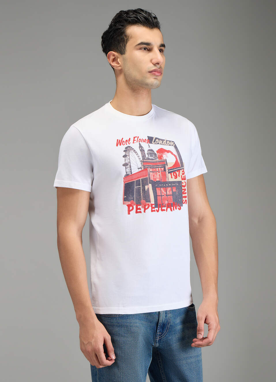 Men White Graphic Print Slim Fit T-shirt, , large image number 3