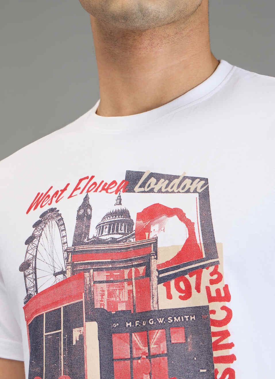 Men White Graphic Print Slim Fit T-shirt, , large image number 6