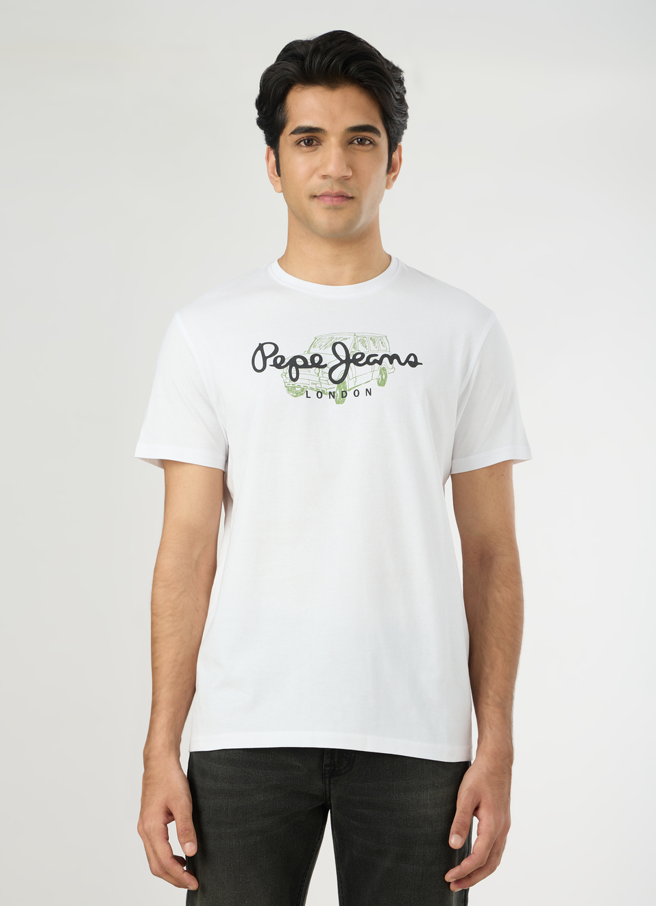 Men White Slim Graphic T-shirt, , large image number 1
