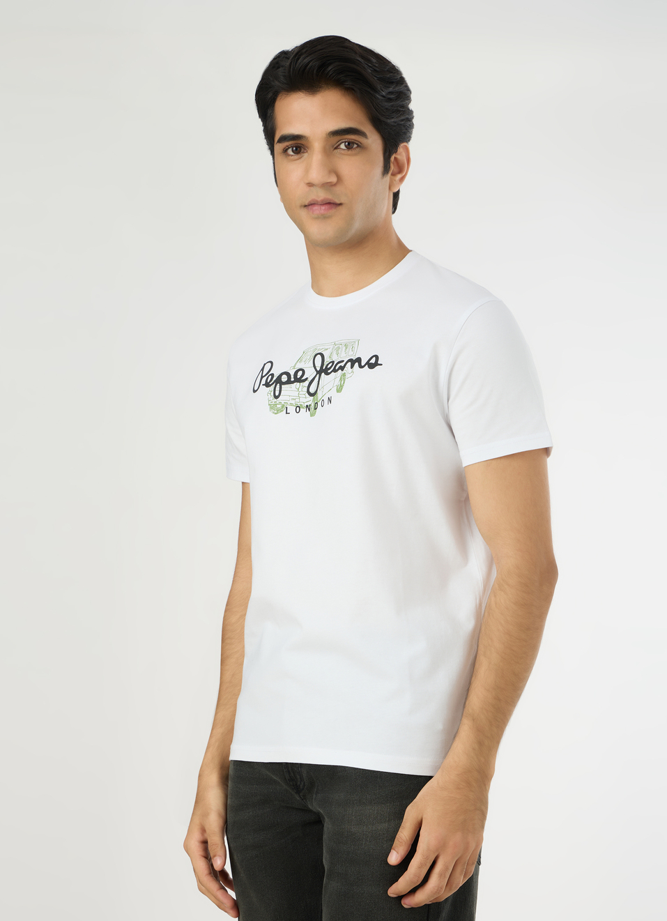 Men White Slim Graphic T-shirt, , large image number 3