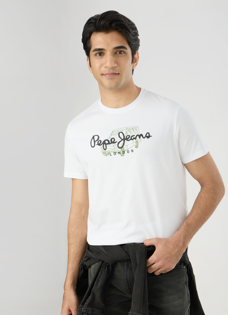 Men White Slim Graphic T-shirt, , large image number 0