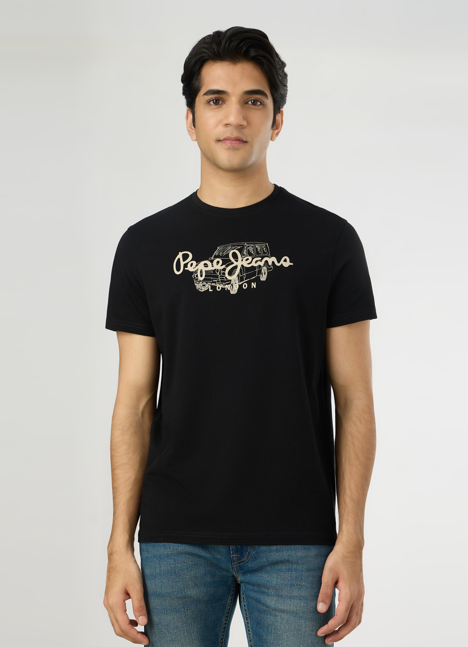 Men Black Slim Graphic T-shirt, , large image number 1