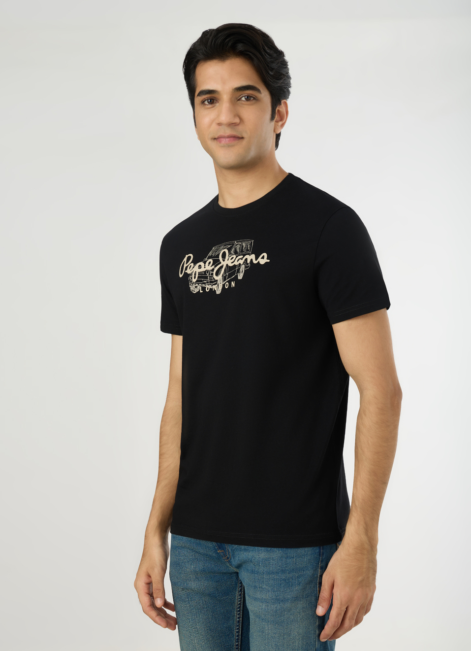 Men Black Slim Graphic T-shirt, , large image number 3