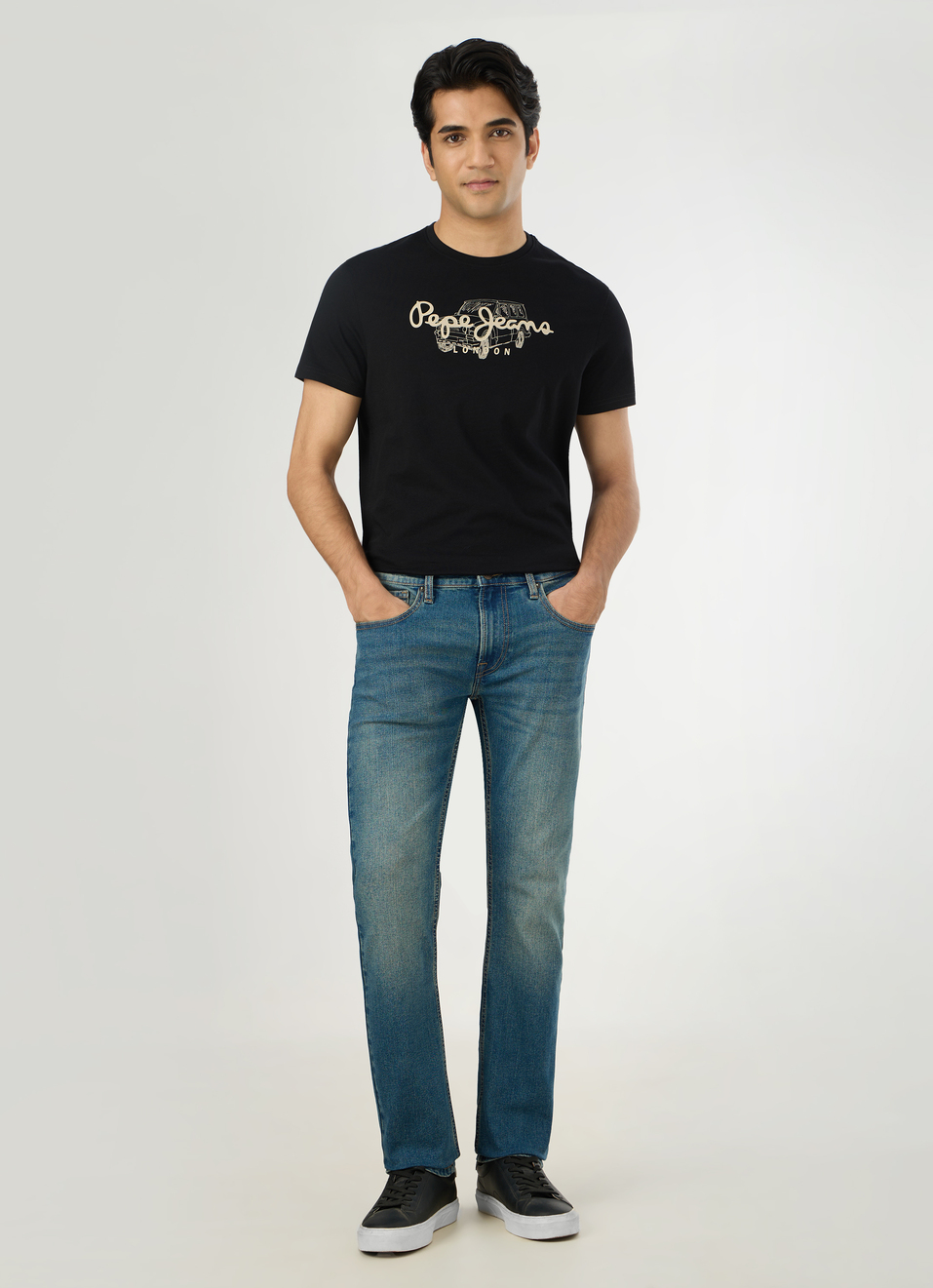 Men Black Slim Graphic T-shirt, , large image number 5