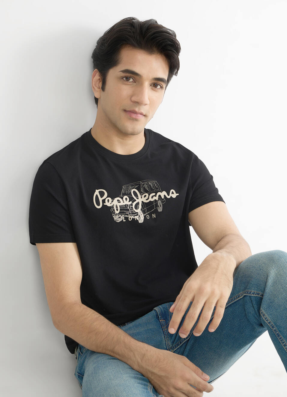 Men Black Slim Graphic T-shirt, , large image number 0