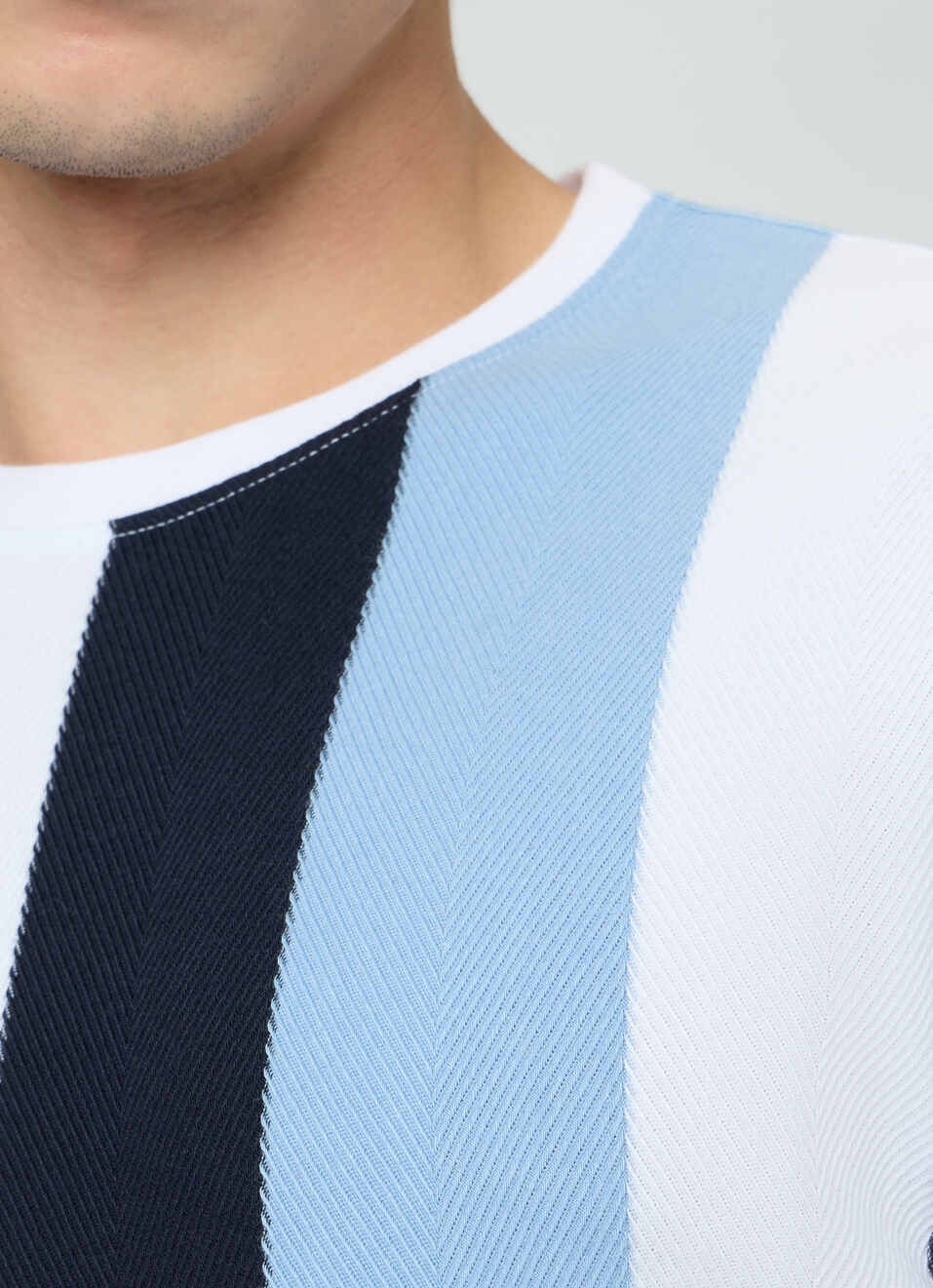 Men Blue Striped Slim Fit T-shirt, , large image number 6