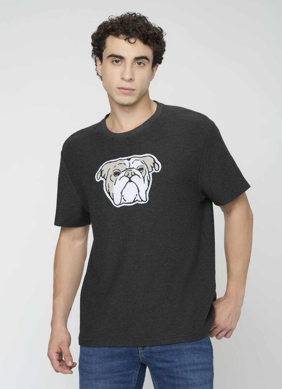 Men Grey Relaxed Graphic T-shirt, , large image number 1